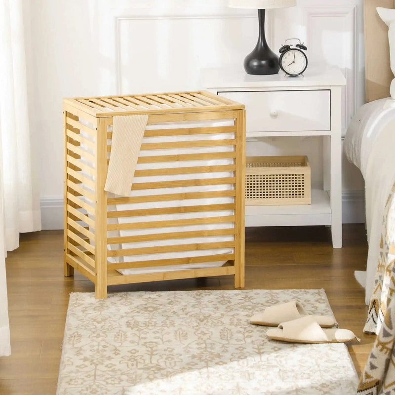 Panier à linge en bambou avec couvercle