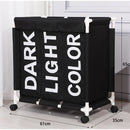 Panier à linge en tissu pliable 3 compartiments avec roulettes