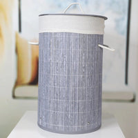 Panier à linge en bambou naturel avec couvercle
