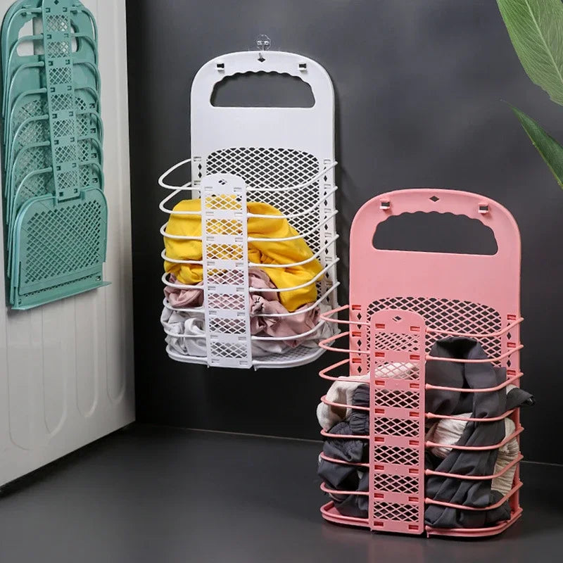 Panier à linge mural pliable en plastique - compact