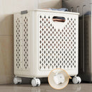 Panier à linge plastique pliable avec roulettes