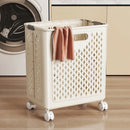 Panier à linge plastique pliable avec roulettes
