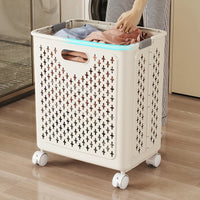 Panier à linge plastique pliable avec roulettes