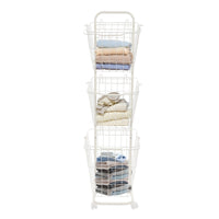 Panier à linge 3 niveaux avec roulettes