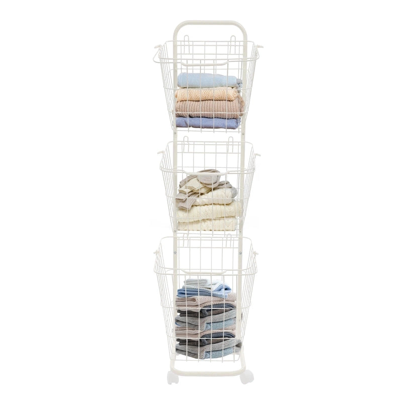 Panier à linge 3 niveaux avec roulettes