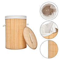 Panier à linge en bambou naturel avec couvercle