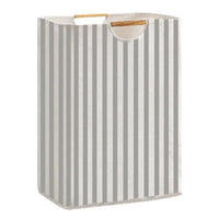 Panier à linge imperméable avec poignées en bambou