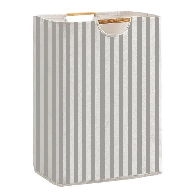 Panier à linge imperméable avec poignées en bambou
