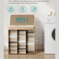 Panier à linge en bambou avec couvercle - 150L