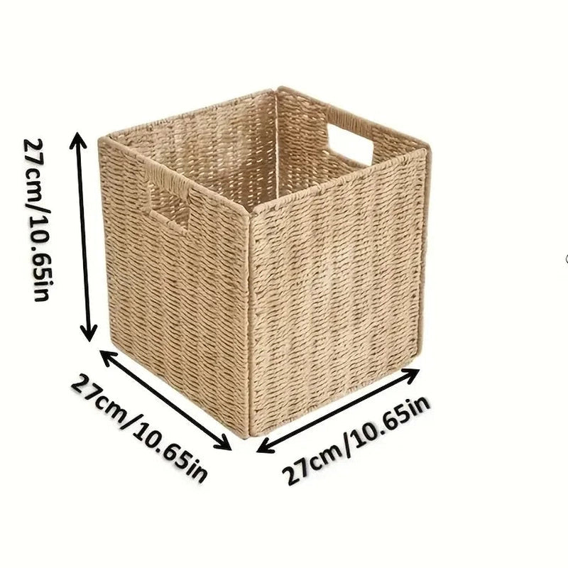 Panier à linge rangement en osier naturel tressé à la main