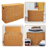 Panier à linge rangement tressé avec poignées