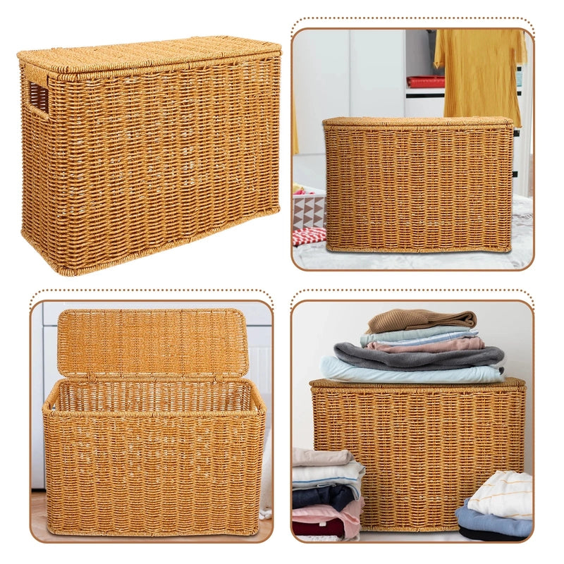 Panier à linge rangement tressé avec poignées
