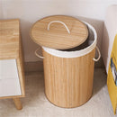 Panier à linge en bambou naturel avec couvercle