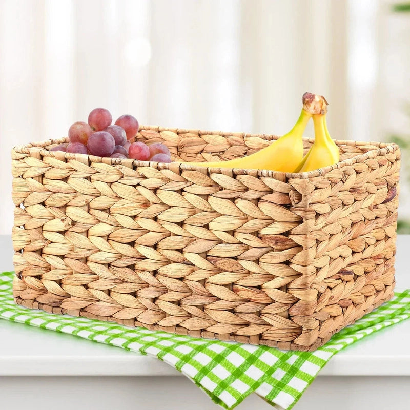 Panier à linge rangement rectangulaire en rotin naturel tressé à la main