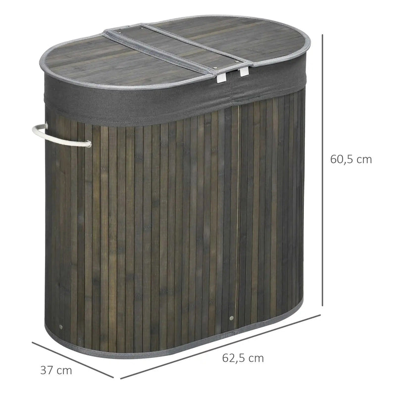 Panier à linge en bambou avec 2 compartiments