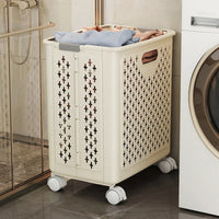 Panier à linge plastique pliable avec roulettes