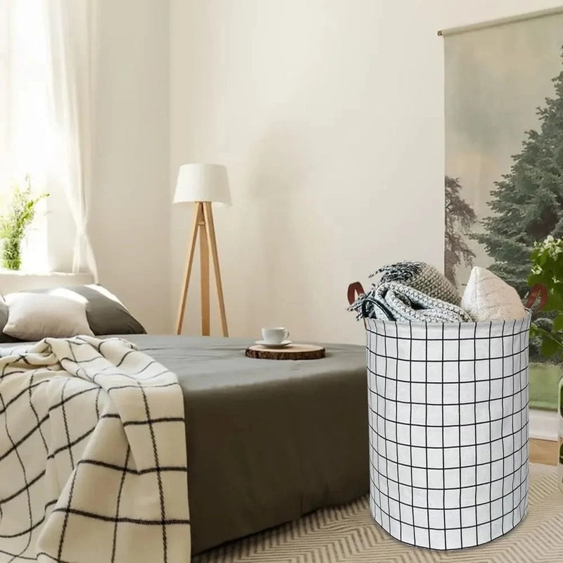 Panier à linge imperméable en tissu coton et lin