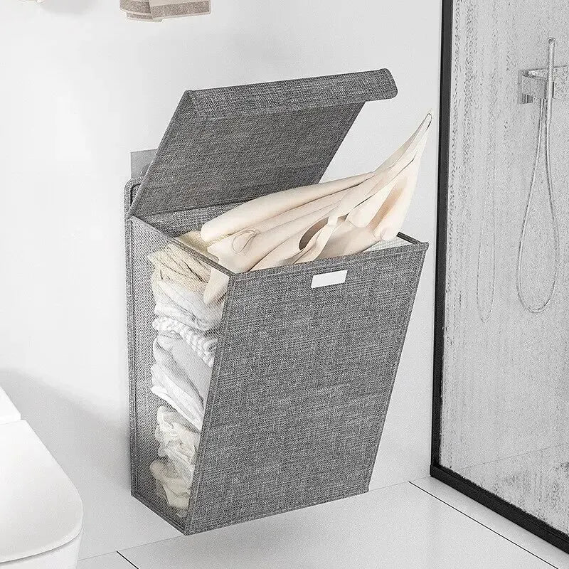 Panier à linge adhésive mural pliable