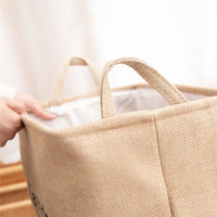 Panier à linge pliable en toile de jute