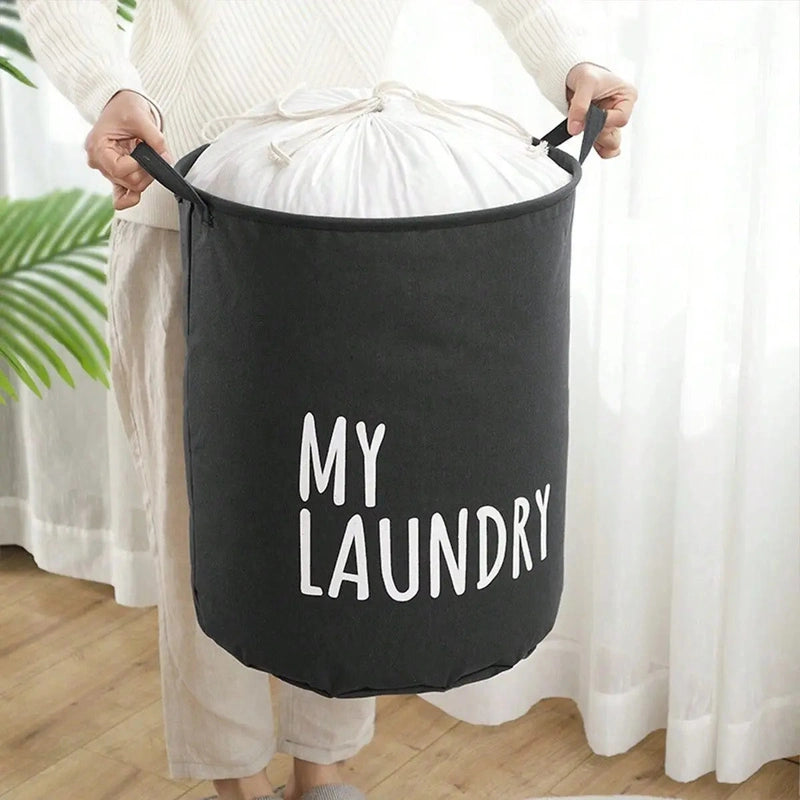 Panier à linge en tissu pliable avec cordon
