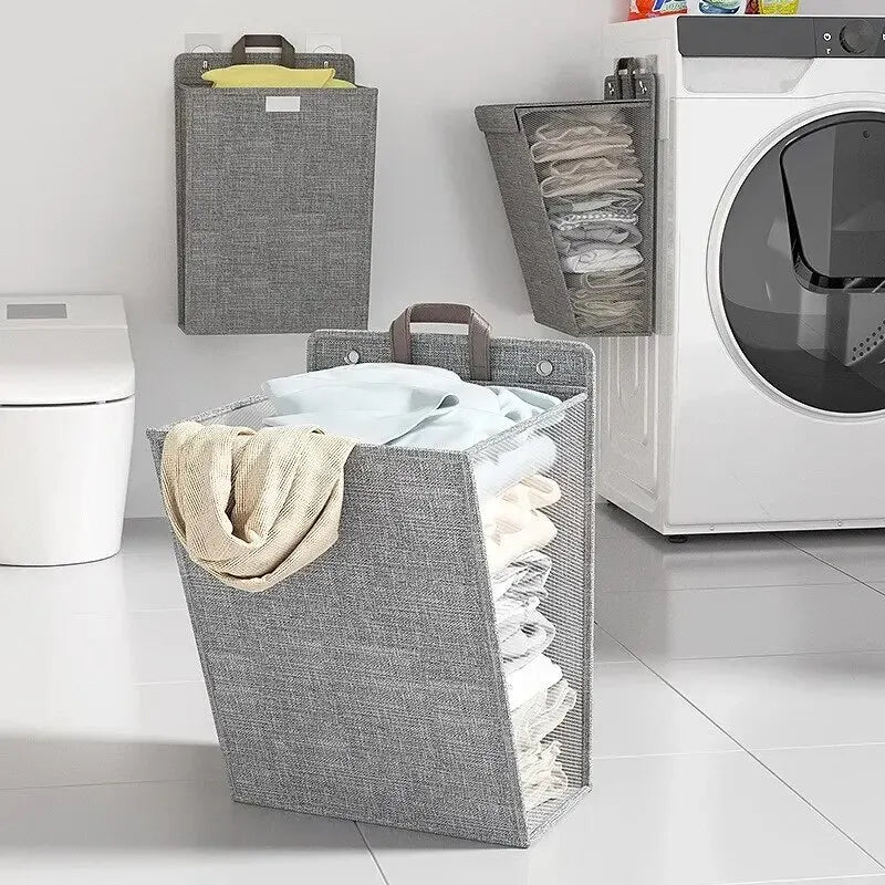 Panier à linge adhésive mural pliable