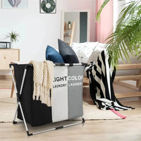 Panier à linge en tissu 3 compartiments pliable