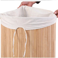 Panier à linge en bambou naturel avec couvercle