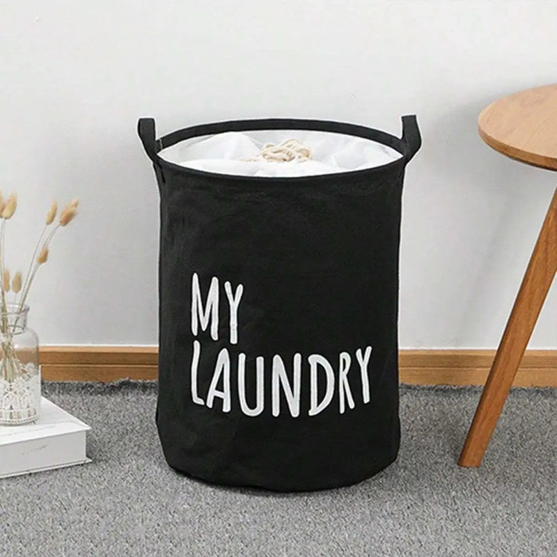 Panier à linge en tissu pliable avec cordon