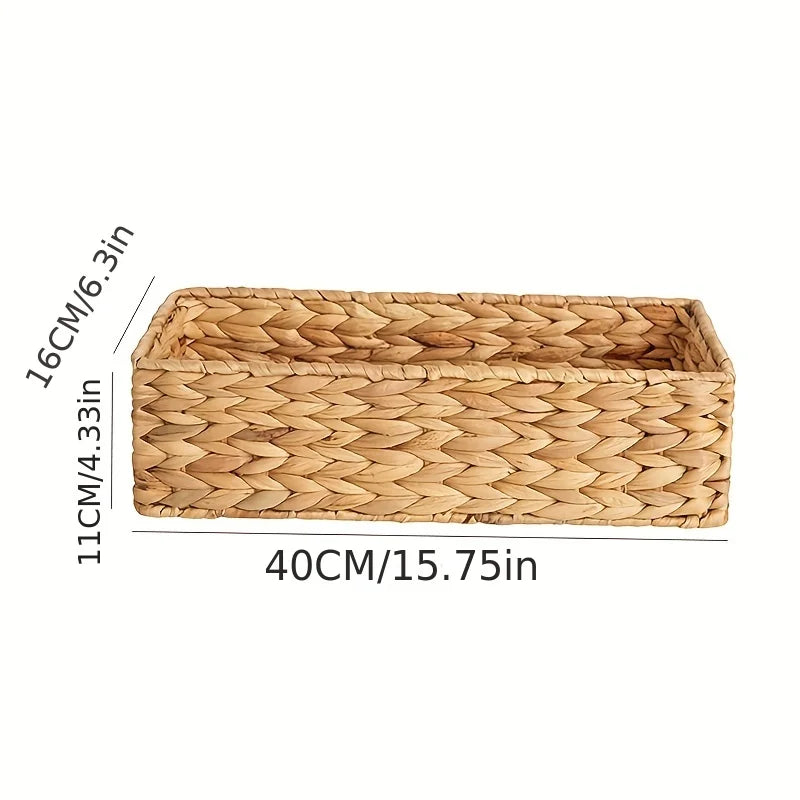 Panier à linge rangement rectangulaire en rotin naturel tressé à la main